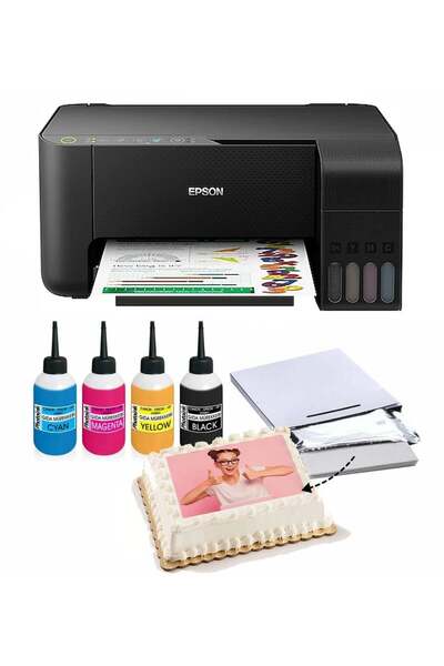 Canon RESİMLİ PASTA YAZICISI -Epson L3250 Gıda Mürekkepli BİTMEYEN KARTUŞ SİS...