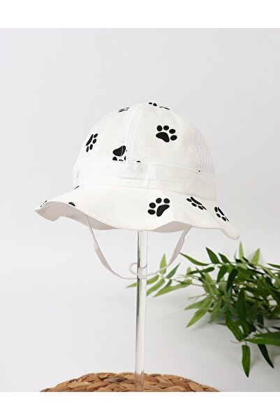 MiniKids Διχτυωτό καπέλο, με σχέδιο κουταβιού, λευκό