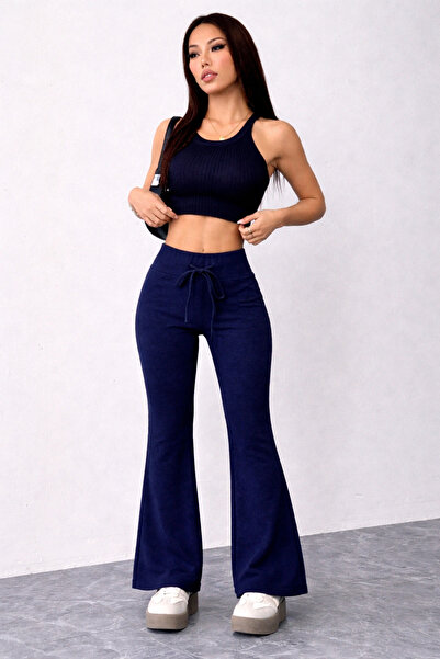 BLUE STREET Women's High Waist Flare Leg Sweatpants – 2 Thread Count Fabric C...