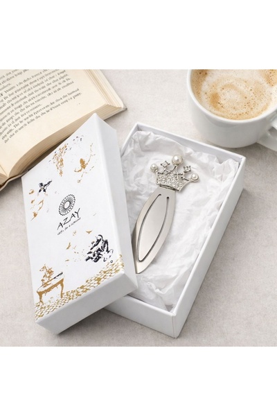 Azay Μεταλλικός Σελιδοδείκτης Κορώνα με Πέρλες και Κρύσταλλα, 9,5x3,5 εκ., Κο...