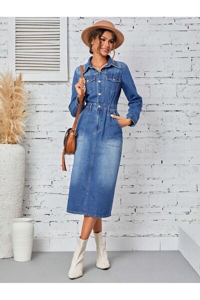Iuliashop Rochie midi din denim Kezia - XS