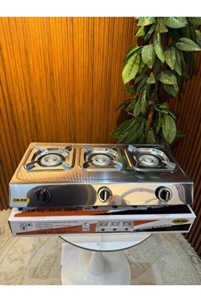 OKAE Automatic Ignition 3 Burner Gas Cooker Stainless Steel Gas Cooker