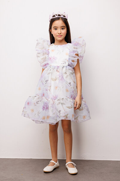 Le Mabelle Φόρεμα για κορίτσια με λουλουδάτο σχέδιο σε λιλά χρώμα - Οργάντζα ...