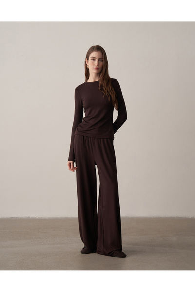 Kuğu Collection Rahat Dökümlü Pantolon Acı Kahve