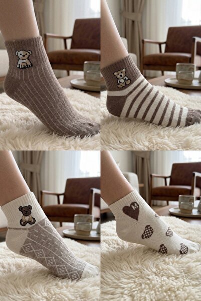 armonika Σετ με 4 βαμβακερές γυναικείες κάλτσες με σχέδιο αρκουδάκι