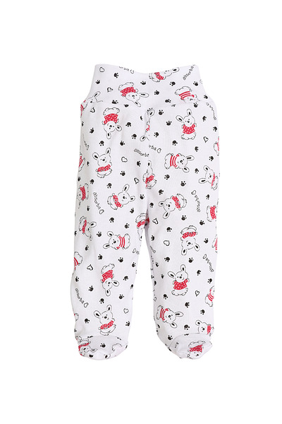 MiniKids Pantaloni cu botosei Sweet Dog alb-rosu