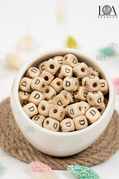 LANDOFACCESSORY 10 mm Wooden Letter Beads Single - Letter D - Alphabet Beads ...