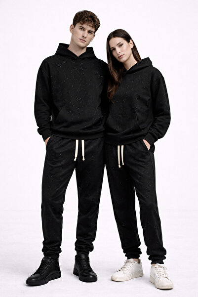 vulgariromania UNISEX Black Tracksuit with Shiny Pebbles – Elegant Sweatshirt...