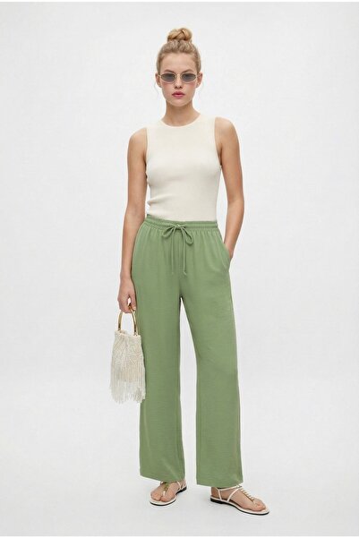 Ritnice Women's New Relaxed Waist Elastic Straight Cut Pocketed Ayrobin Green...