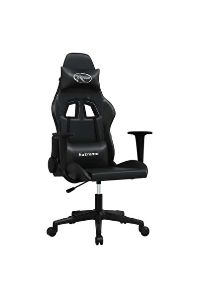 vidaxl Scaun de gaming de masaj, negru, piele ecologică
