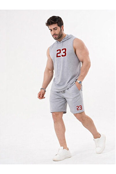 ZAVIXO -Men's Gym Printed Sports Tank Top-Shorts 2-Piece Set Cotton Oversized...