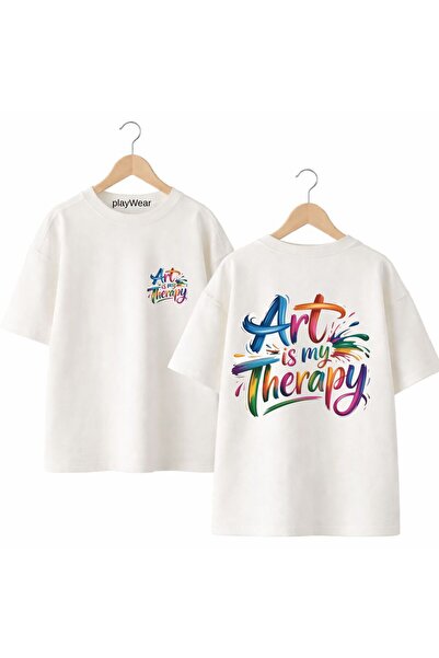 playwear Art Is My Therapy Back and Chest Printed 100% Cotton Oversize Loose ...