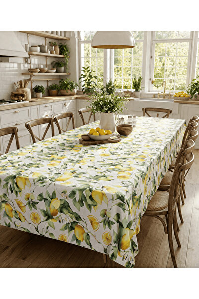 OEM 100% cotton tablecloth, with Teflon coating, waterproof 180×320 cm Lemon 01