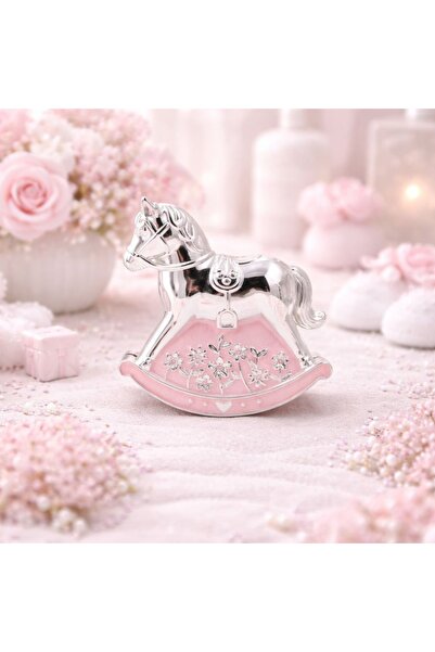 Azay Διακοσμητικός Κουμπαράς Κουνιστό Άλογο AZAY, 11x11 εκ., Ασημί με Ροζ, Κο...