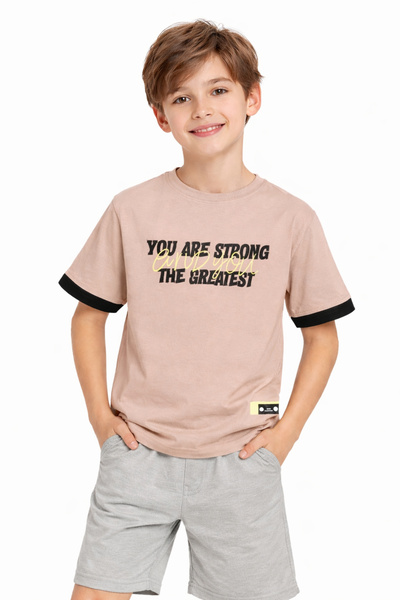 İrem Çocuk Giyim Boy's You Are Strong Written on the Front, Patterned on the ...