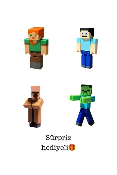 Lumina3D 3D Minecraft Steve Alex Zombi Köylü Set
