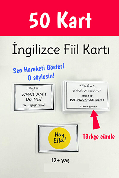 Ella's Style English Türkçe İngilizce FLASH CARDS. İNGİLİZCE KONUŞMA Kartları...