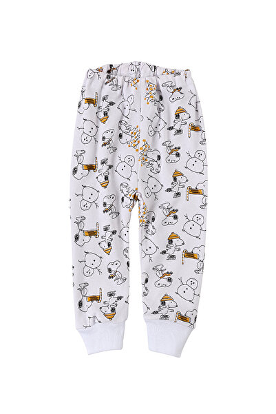 MiniKids Σνόπι λευκό-κίτρινο εμπριμέ παντελόνι