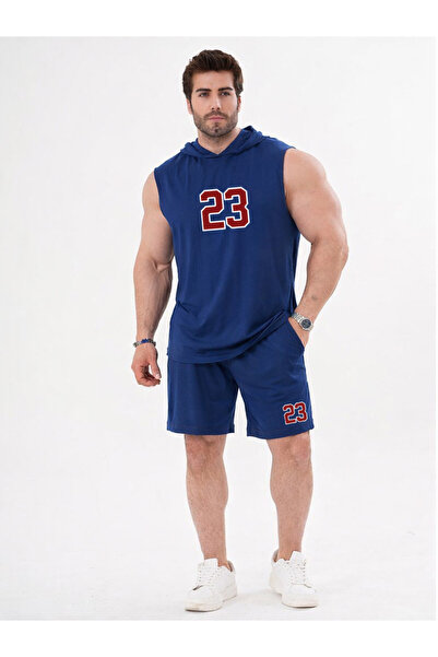 ZAVIXO -Men's Gym Printed Sports Tank Top-Shorts 2-Piece Set Cotton Oversized...