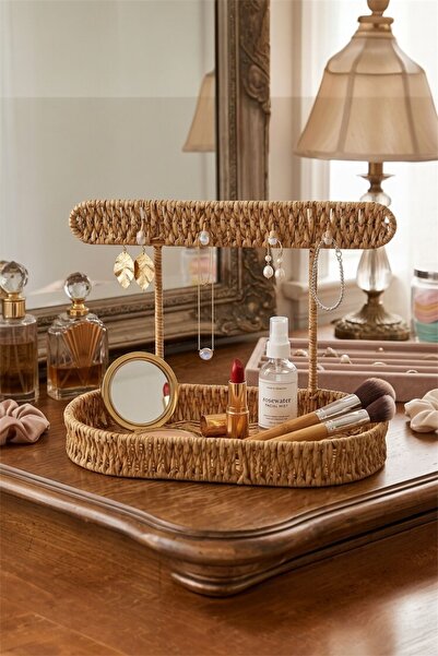 Bayev Lora Rattan 9193 Oval Organizer Basket with Hanger - Wicker Jewelry Cup...