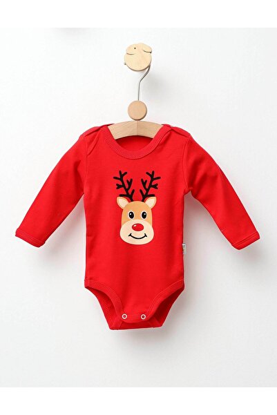 MiniKids Χριστουγεννιάτικο κόκκινο κορμάκι Ρούντολφ το Τάρανδο