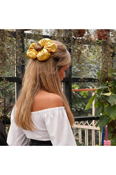ZS Aksesuar Satin Oversized Scrunchie – Shiny Fabric Oversized Hair Tie, Styl...