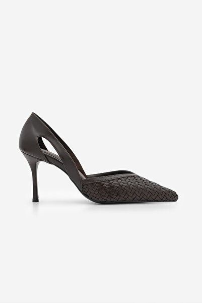 Marjin Women's Stiletto Pointed Toe Knitted Pattern Open Sides Classic Heeled...
