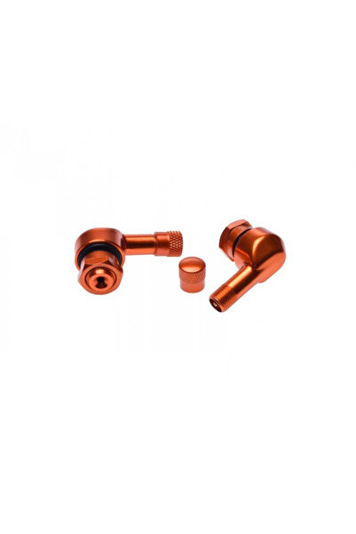 WMX Set of 2 removable motorcycle wheel valves, orange color