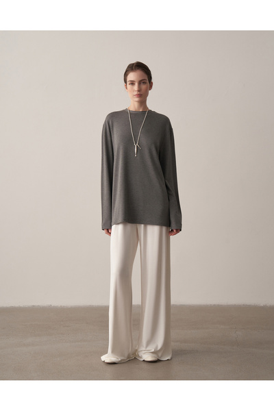 Kuğu Collection Rahat Formlu Bluz Antrasit Melanj