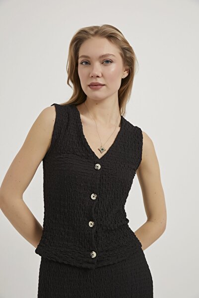 Arma Life Γυναικείο γιλέκο με υφή με λαιμόκοψη σε σχήμα V με 1503 κουμπιά ARM...