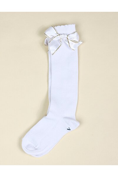 MiniKids Λευκές κάλτσες με γκλίτερ και φιόγκο