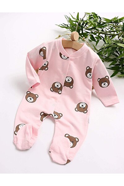 MiniKids Ολόσωμη φόρμα με χαμογελαστά αρκουδάκια, ροζ μπότες