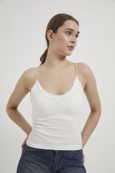 Arma Life Armalife 25601 Lace Detail Thin Strap Women's Tank with Breast Support