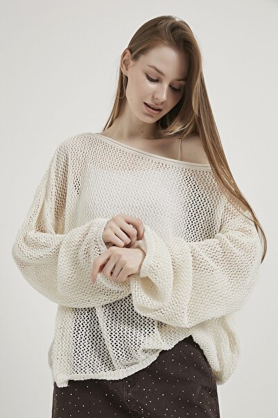 Arma Life ARMALIFE 2953 Γυναικεία Μπλούζα Πλεκτή Υπερμεγέθης με Γιακά Καγιάκ