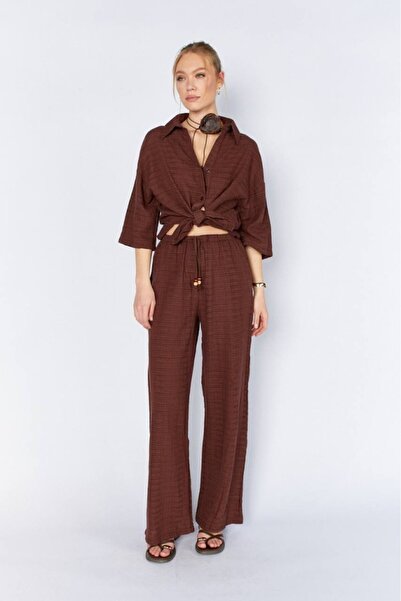 CGA Γυναικείο Παντελόνι Λινό Καφέ Γυναικείο Παντελόνι Λινό Παντελόνι