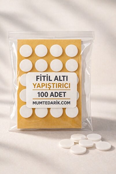 MUMTEDARİK Fitil Altı Yapıştırıcı 100 Adet | Mum Fitili Sabitleyici | Çift Ta...