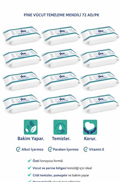 Pine Alkolsüz Vücut Ve Perine Havlu Tip Islak Mendil 50*12 (600 Yaprak)