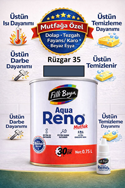 Filli Boya Aqua Reno Mutfak Dönüşüm Boyası–Isıya,Darbeye ve Temizlemeye Dayan...