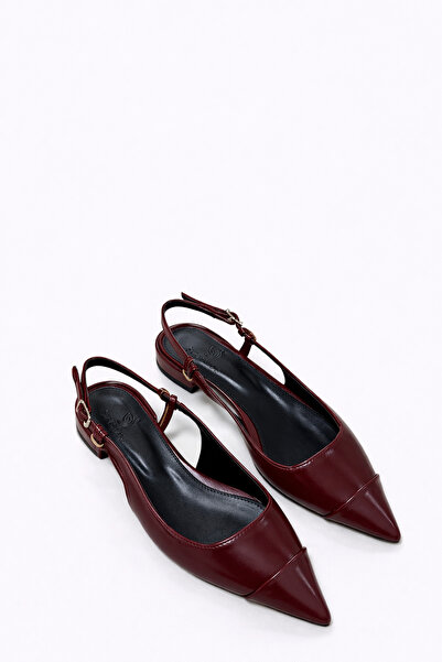 STRASWANS Γυναικεία δερμάτινα παπούτσια με τακούνι Hubert σε ανοιχτό μπορντό ...