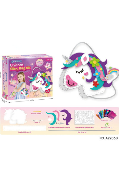 UNICORN حقيبة يونيكورن لطيفة للأطفال طقم خياطة وتزيين مكون من 50 قطعة