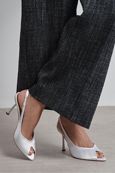 NİŞANTAŞI SHOES Γυναικεία παπούτσια με τακούνι Betty Sedef Satin Open Toe