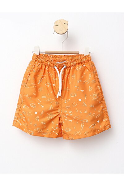 MiniKids Πορτοκαλί ποδιά παραλίας με σχέδιο θάλασσας