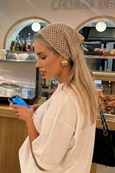 BAHELS Γυναικεία Καφέ Διχτυωτή Μπαντάνα, Πλεκτή Μπαντάνα