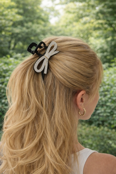 Modex Double-Sided Glittering Stone Detailed Bowknot Buckle (9cm)