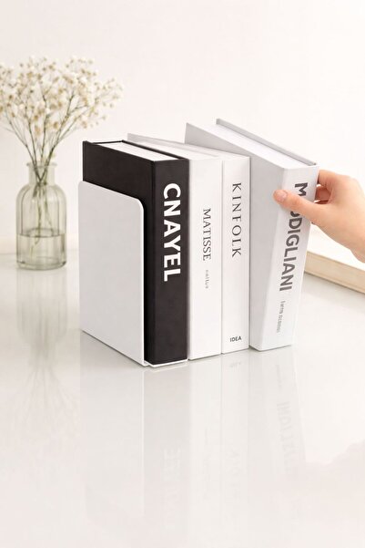 VENON 2 τεμάχια ❤️   ΛΕΥΚΟ ❤️   Επίπεδο μεταλλικό στήριγμα βιβλίων, διακοσμητ...