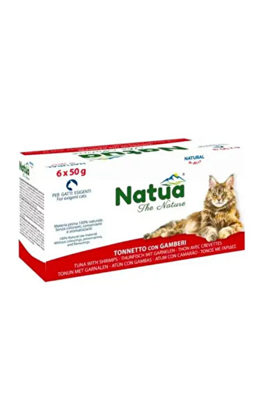 Natua طعام معلب للقطط بنكهة التونة والجمبري 6×50 جرام