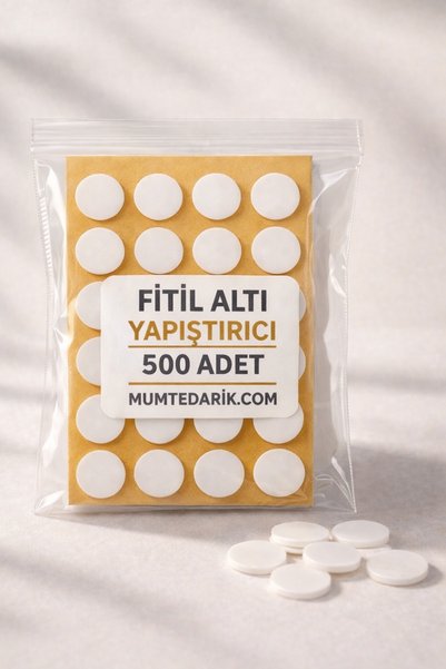 MUMTEDARİK Fitil Altı Yapıştırıcı 500 Adet | Mum Fitili Sabitleyici | Çift Ta...