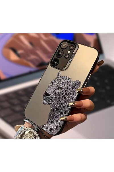 Caseji Samsung S23 FE Uyumlu Kaplan Gümüş Baskı Desen Darbe Emici Telefon Kıl...