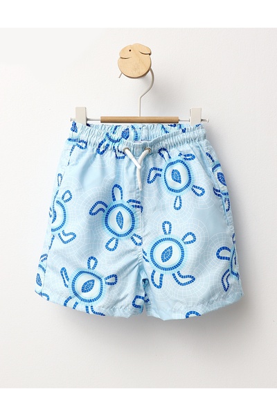 MiniKids Μπλε-μπλε ποδιά μπάνιου με σχέδια