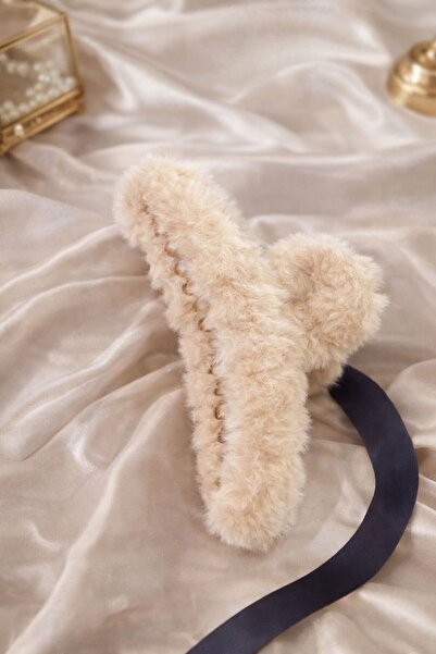 Accessories Hei Μαλακή Κρεμ Βελούδινη Πόρπη Μάνταλ